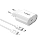 Rixus RXHC20L Fast Charger USB-C To Lightning Cable 1.8m 20W White