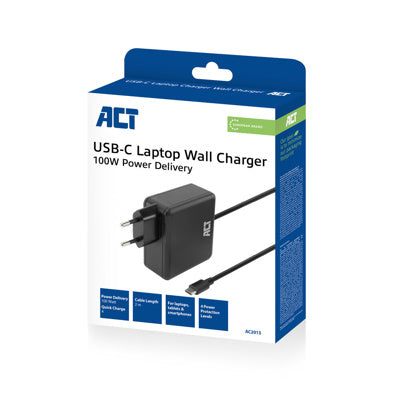 Act AC2015 USB-C laptoplader 100W met Power Delivery-profielen, 2 meter