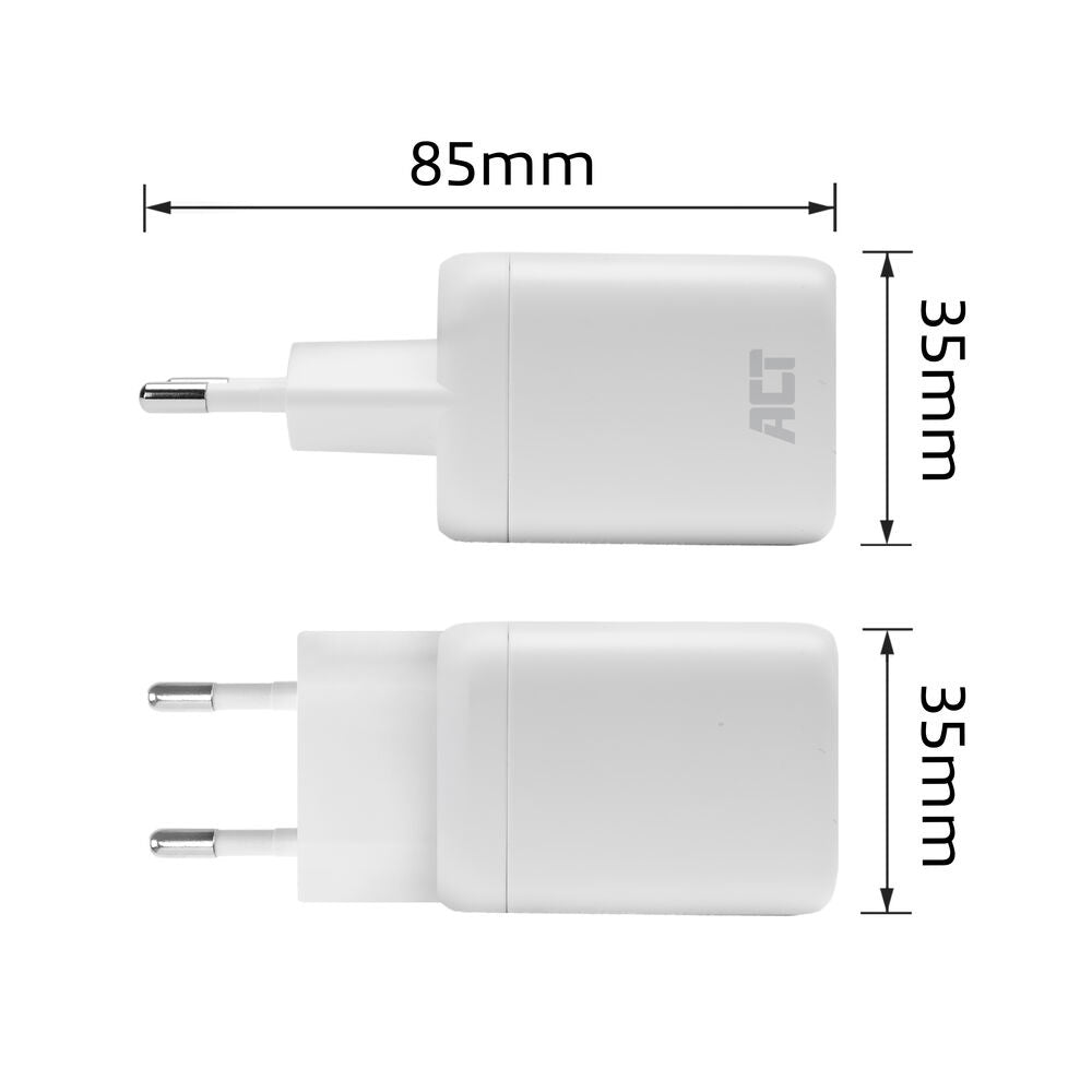 Act AC2175 USB-C-lader 100W met 2 poorten, Power Delivery 3.2, PPS, AVS, Quick Charge en GaNFast