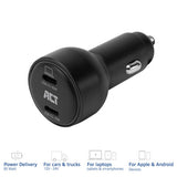 Act Ac2210 2-poorts USB-C fast charge autolader 95W met Power Delivery PPS, Quick Charge en GaNFast