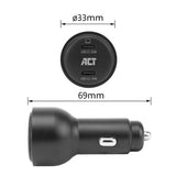Act Ac2210 2-poorts USB-C fast charge autolader 95W met Power Delivery PPS, Quick Charge en GaNFast