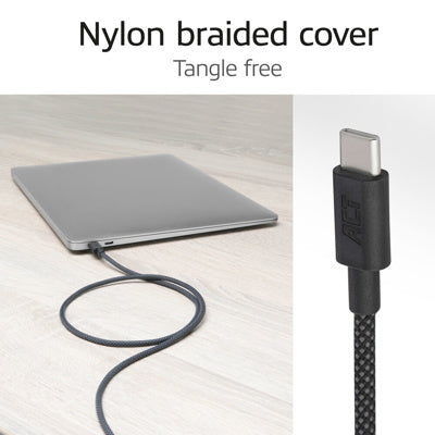 Act AC3086 laadkabel USB 2.0 240W laad- en datakabel USB-C naar USB-C, zwart, 1 meter