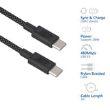 Act AC3087 laadkabel USB 2.0 240W laad- en datakabel USB-C naar USB-C, zwart, 2 meter