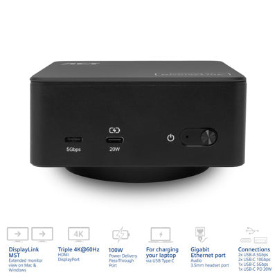 Act AC7148 Universeel USB-C Dockingstation 4K, voor 3 HDMI/DisplayPort monitoren, DisplayLink