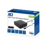 ACT AC7150 Universeel USB-C Dockingstation 4K, voor 2 HDMI/DisplayPort monitoren, DisplayLink, compact model