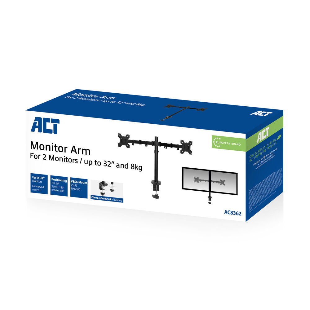 ACT AC8362 Monitorarm max 32", 2 schermen
