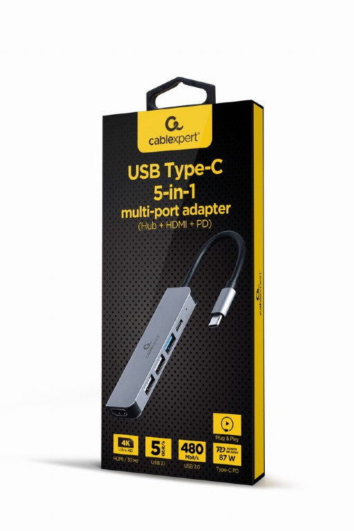 Gembird A-CM-COMBO5-03 laptop dock & poortreplicator Bedraad USB 3.2 Gen 1 (3.1 Gen 1) Type-C