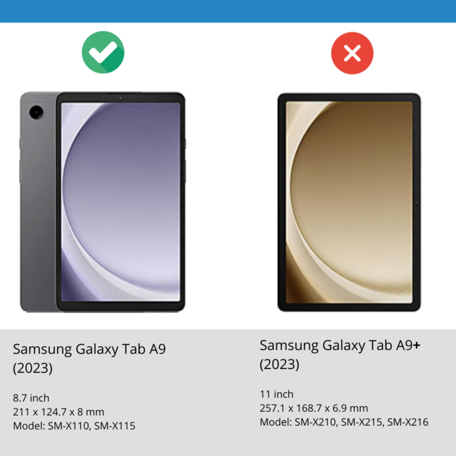 Tablet hoes geschikt voor Samsung Galaxy Tab A9 (2023) - Acrylic Trifold case met Pencil houder - Zwart