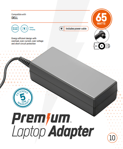 Premium adapter in retailverpakking  Dell 19,5V 3,34A 4,5mm * 2,7mm incl. netsnoer
