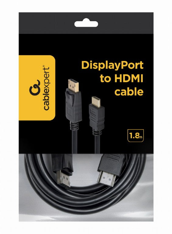 Gembird DisplayPort - HDMI, 1.8m 1,8 m HDMI Type A (Standaard) Zwart
