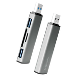 LogiLink USB 3.2 Gen 2 Hub, 2-port, USB-A, w/cardreader, aluminum, grey