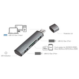 LogiLink USB 3.2 Gen 2 Hub, 2-port, USB-A, w/cardreader, aluminum, grey