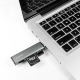 LogiLink USB 3.2 Gen 2 Hub, 2-port, USB-A, w/cardreader, aluminum, grey