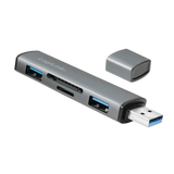 LogiLink USB 3.2 Gen 2 Hub, 2-port, USB-A, w/cardreader, aluminum, grey