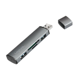 LogiLink USB 3.2 Gen 2 Hub, 2-port, USB-A, w/cardreader, aluminum, grey