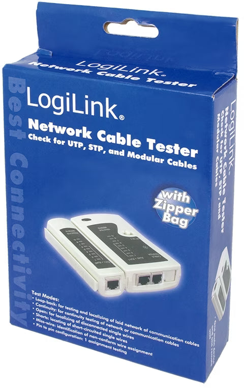 Logilink kabel Tester netwerk f. RJ45/­RJ11/­RJ12 Kabel
