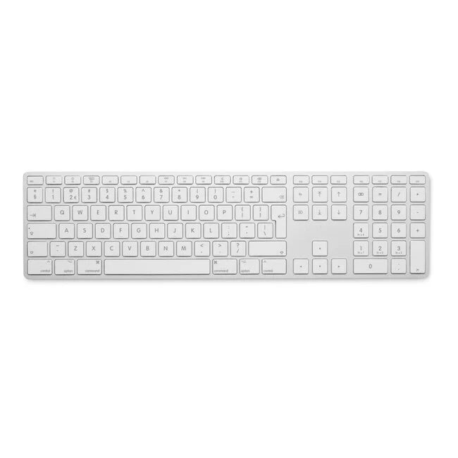 LMP Bluetooth Aluminium Toetsenbord voor APPLE / Mac OS – Numeriek Keyboard – Multi-hostfunctie – 110 Toetsen – QWERTY (NL) – Draadloos – Compact – Zilver/Wit