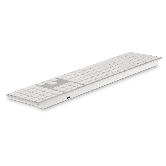 LMP Bluetooth Aluminium Toetsenbord voor APPLE / Mac OS – Numeriek Keyboard – Multi-hostfunctie – 110 Toetsen – QWERTY (NL) – Draadloos – Compact – Zilver/Wit
