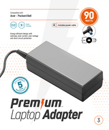 Premium Acer adapter in retailverpakking 19V 4,74A 5,5mm * 1,7mm incl. netsnoer 90w