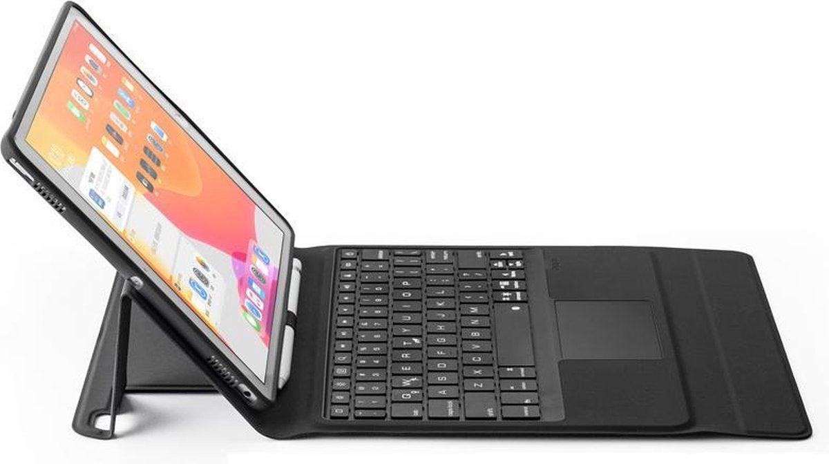 Case2go - Bluetooth toetsenbord Tablet hoes geschikt voor iPad 2021/2020/2019 - 10.2 Inch - met Touchpad & Toetsenbord verlichting - Zwart