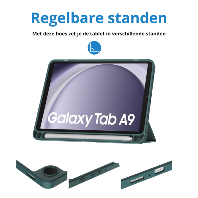 Tablet hoes geschikt voor de SamsungGalaxy Tab A9 (2023) - Donker Groen