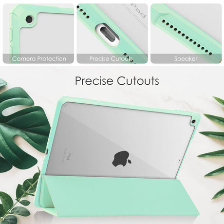 Tablet hoes geschikt voor iPad 2021 - 10.2 Inch - Transparante Case - Tri-fold Back Cover - Mint Groen