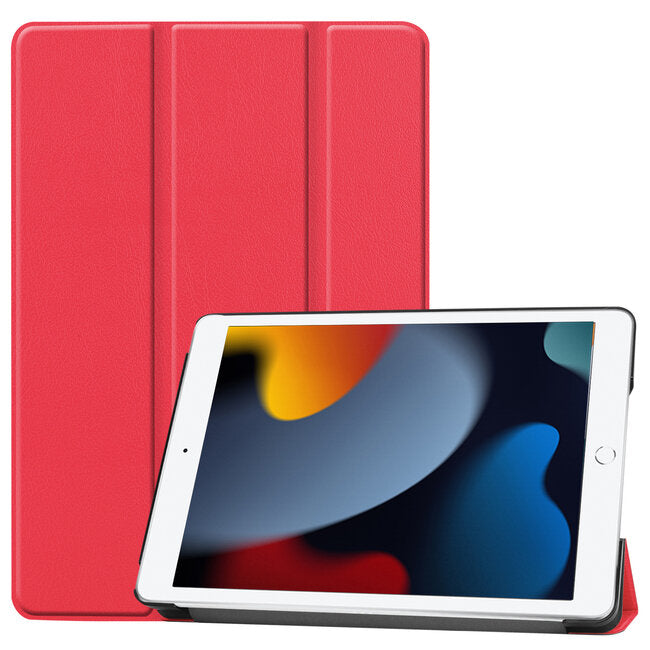 Tablet hoes geschikt voor iPad 2021 - 10.2 Inch - Tri-Fold Book Case - Rood