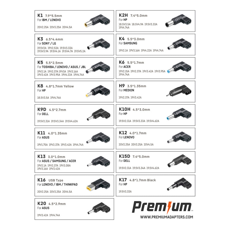 Premium universele adapter in retailverpakking 90 Watt 17-tips  incl. netsnoer