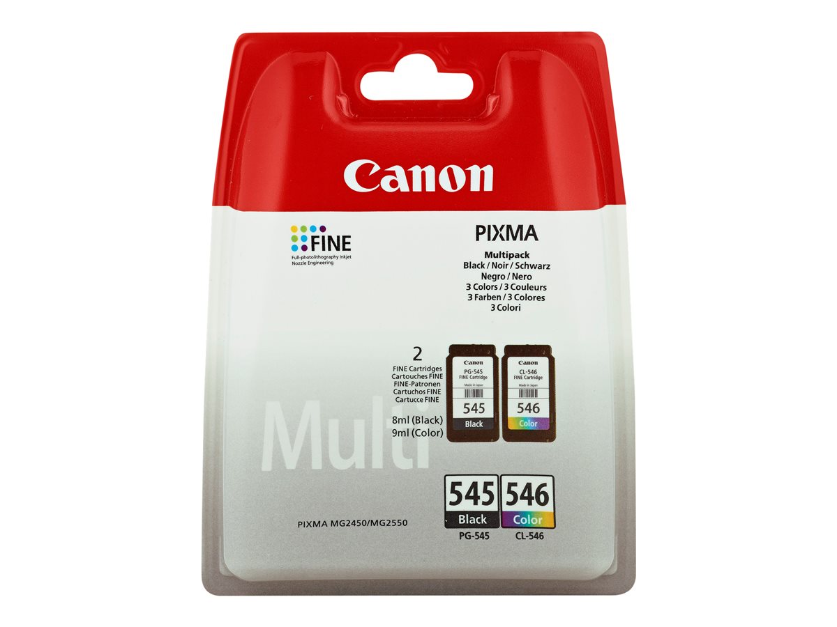 CANON PG-545 / CL-546 inktcartridge zwart en kleur standard capacity zw: 180p kl: 180p 2-pack