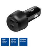 Act AC2200 2-poorts USB-C Fast Charge Autolader 45W met Power Delivery