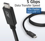ACT AC7402 Gecertificeerde USB-C Kabel - 3.2 Gen1 - Aansluitkabel - C male - C male - 5Gbps - Zwart - 2 meter