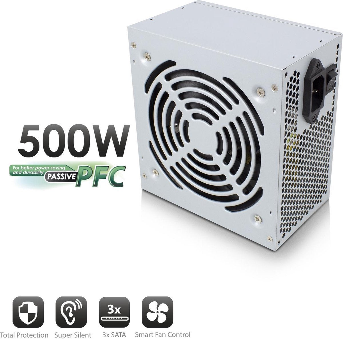 Ewent EW3907 power supply unit 500 W ATX Grijs