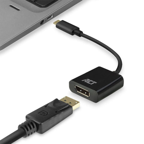 ACT USB C naar DisplayPort Adapterkabel – 4K@60Hz – DislayPort 1.2 -Geschikt voor Monitor - 15cm – AC7320