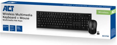 Act AC5700 Draadloos Qwerty Toetsenbord Soft Keys + Muis DPI 800 - 1600 Zwart