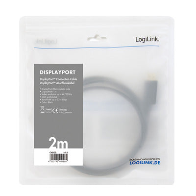 LogiLink DisplayPort-Kabel DPort -> DPort M/­M 2m black
