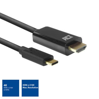 ACT AC7315 Zwart USB-C naar HDMI kabel 2,0 meter - Zwart