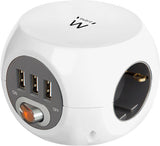 Ewent EW3939 Stekkerdoos Met 3 usb-A Poorten 1.5m wit