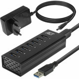 ACT USB 7 Port Met Stroomadapter Hub - Zwart AC6315