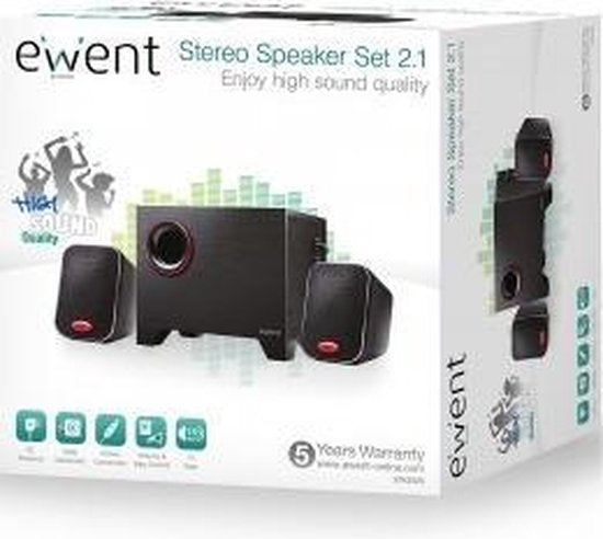 Ewent Ew3505 Speakerset 2.1 + subwoofer 20Watt RMS Compact design