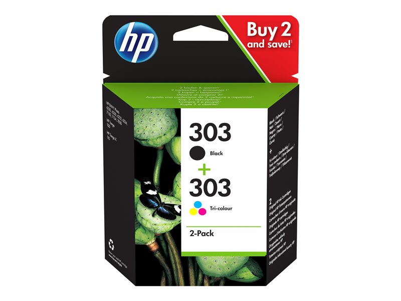 HP 303 Original Ink Cartridge - Combo Pack - Black, Tri-colour - Inkjet - 200 Pages Black, 165 Pages Tri-colour - 2 Pack