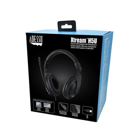 Adesso Xtream H5U Headset Bedraad Hoofdband USB Type-A Zwart