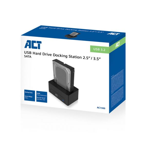 ACT AC1500 2.5"en 3.5" SATA HDD Docking Station USB 3.2 Gen1