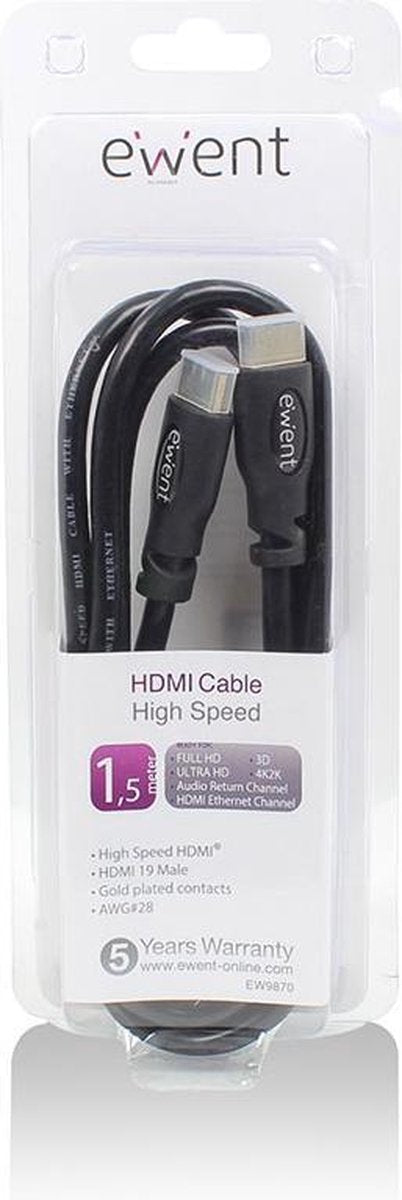 Ewent ew9870 HDMI High Speed Connection Cable 1.5 Meter type 1.4 ( AC3800 )