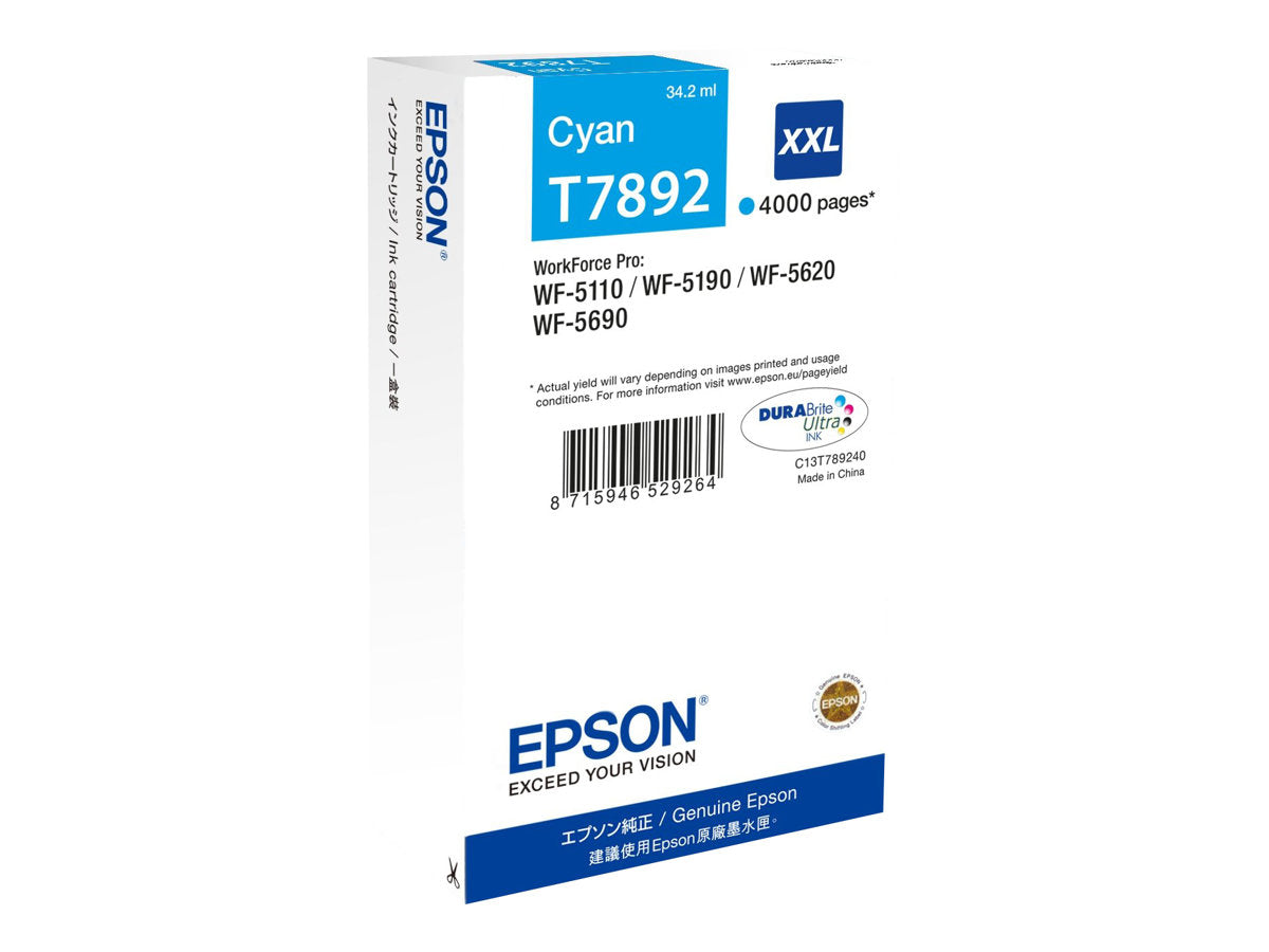 EPSON T7892 inktcartridge cyaan extra high capacity 4.000 pagina s 1-pack