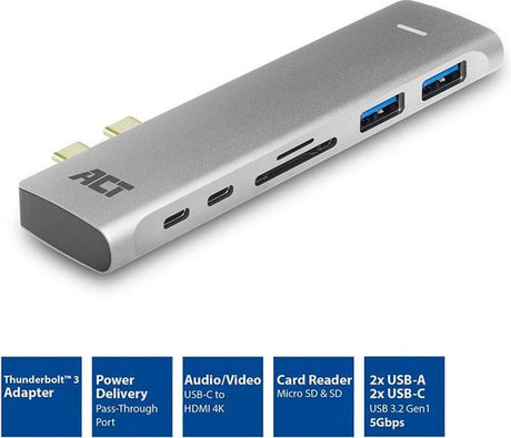 ACT AC7025 Docking station – USB-C naar USB – 4K HDMI – Universeel