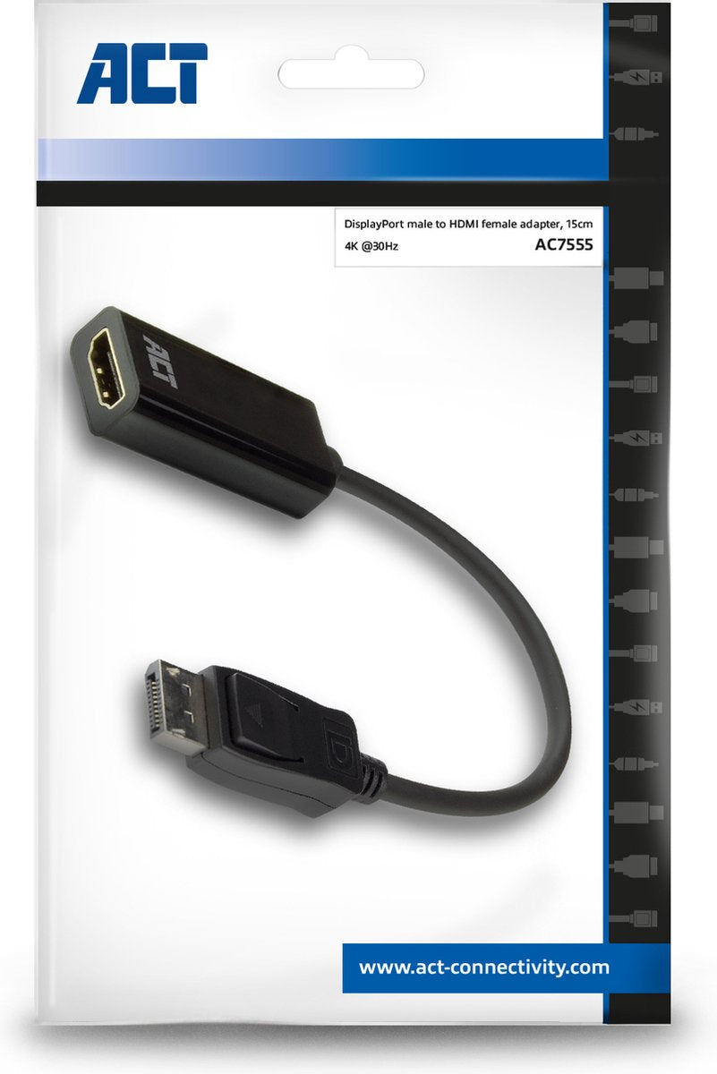 ACT DisplayPort naar HDMI adapter – 4K Ultra HD 30Hz – 1080P Full HD 60 Hz – Verguld - AC7555