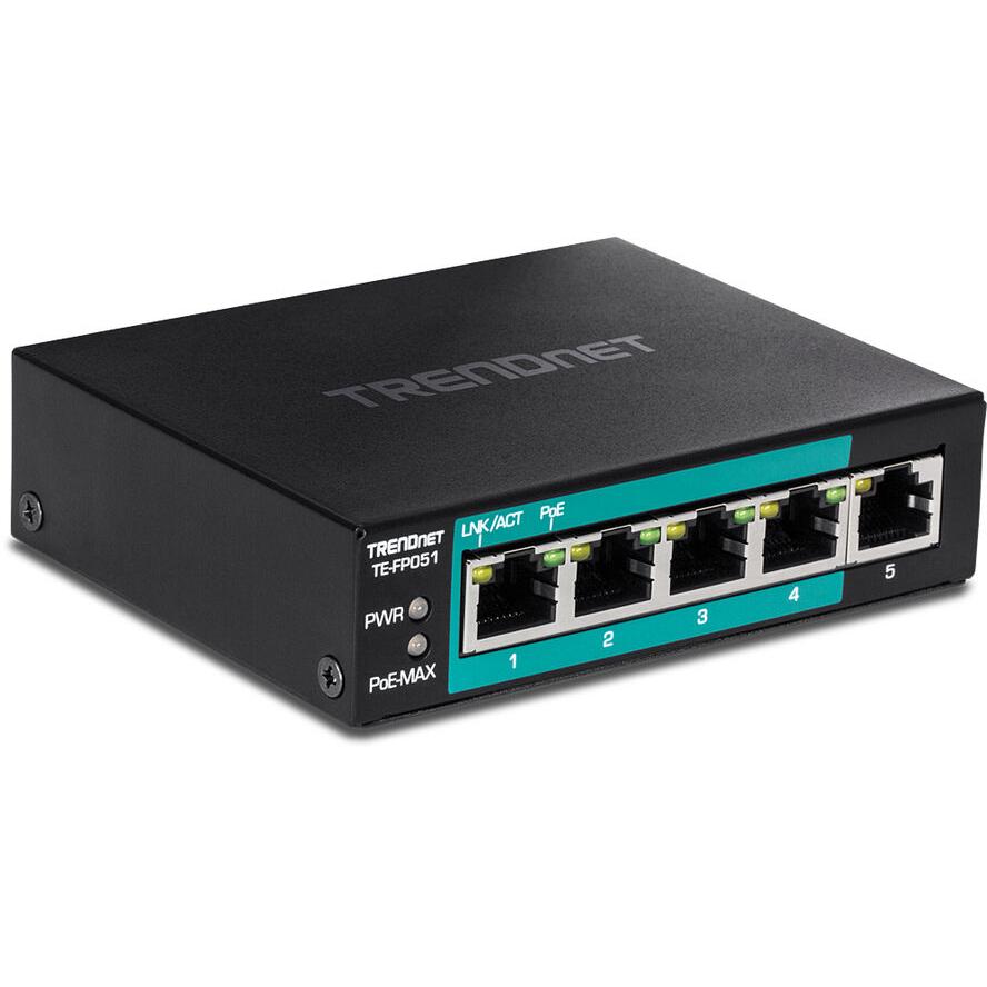 TRENDnet 5-Port Fast Ethernet Long Range PoE+ Switch