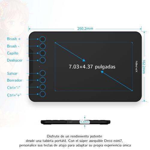 XPPen DECO MINI 7 grafische tablet Zwart 5080 lpi 177,8 x 111,1 mm USB