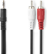Stereo audio kabel 3.5 mm male - 2x RCA male 3 m zwart