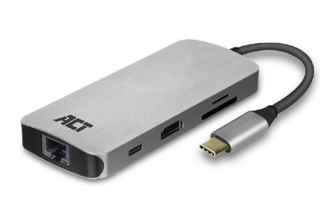 ACT AC7041 USB-C 4K Multiport Dock met HDMI, USB-A, Gigabit Ethernet, Card Reader and USB-C